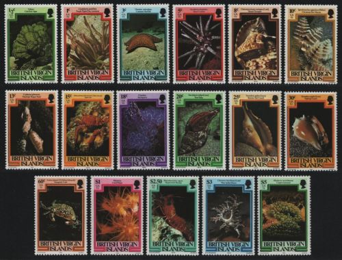 Jungferninseln 1979 / 80 - Mi-Nr. 366-382 I & II ** - MNH - Meeresleben (IV)
