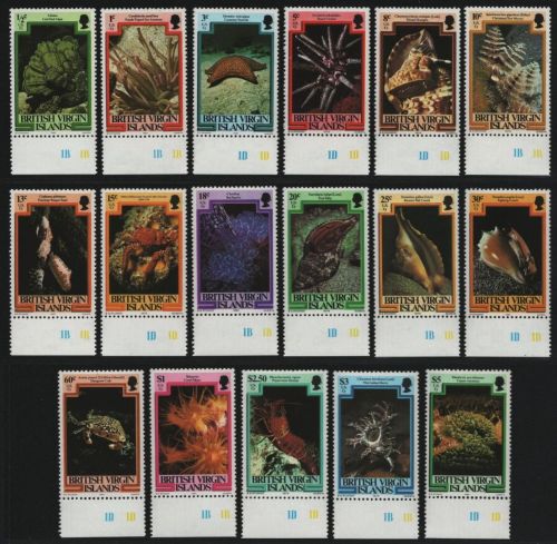 Jungferninseln 1979 / 80 - Mi-Nr. 366-382 I & II ** - MNH - Meeresleben (V)