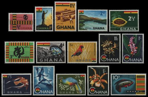 Ghana 1957 - Mi-Nr. 48-62 ** - MNH - Freimarken - Nationale Symbole