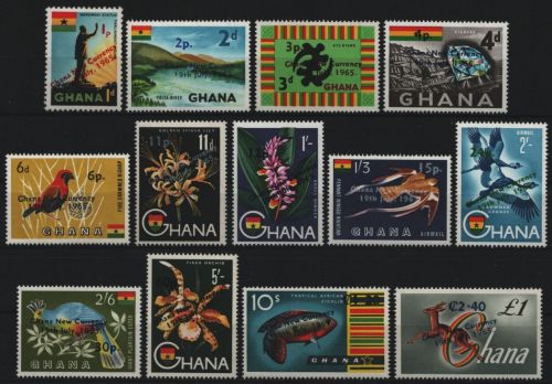 Ghana 1965 - Mi-Nr. 224-236 ** - MNH - Freimarken - Dezimalwährung
