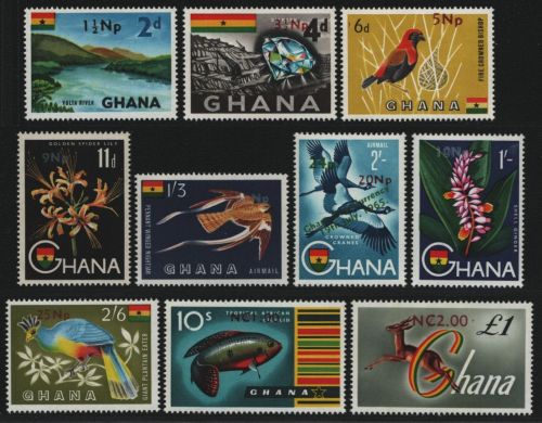 Ghana 1967 - Mi-Nr. 287-296 ** - MNH - Freimarken mit Aufdruck (I)