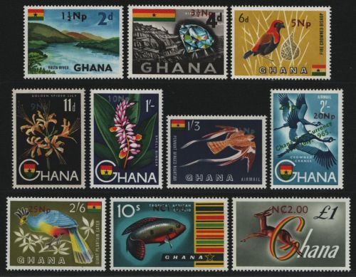 Ghana 1967 - Mi-Nr. 287-296 ** - MNH - Freimarken mit Aufdruck (III)