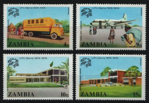 Sambia 1974 - Mi-Nr. 133-136 ** - MNH - 100 Jahre UPU