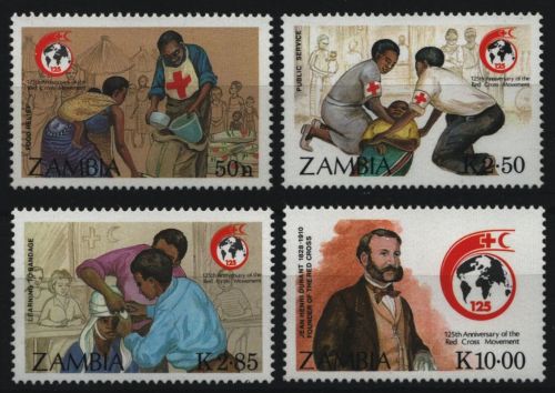 Sambia 1988 - Mi-Nr. 456-459 ** - MNH - Rotes Kreuz / Red cross