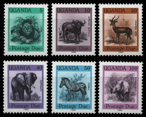 Uganda 1985 - Porto - Mi-Nr. 24-29 ** - MNH - Wildtiere / Wild animals