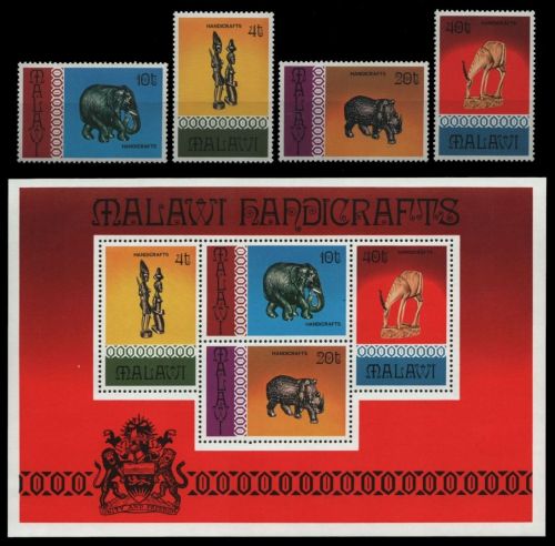 Malawi 1977 - Mi-Nr. 277-280 & Block 47 ** - MNH - Kunsthandwerk
