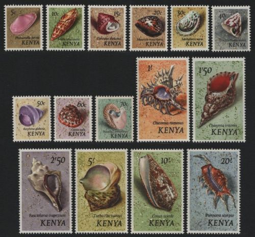 Kenia 1971 - Mi-Nr. 36-50 ** - MNH - Meeresschnecken / Marine snails (III)