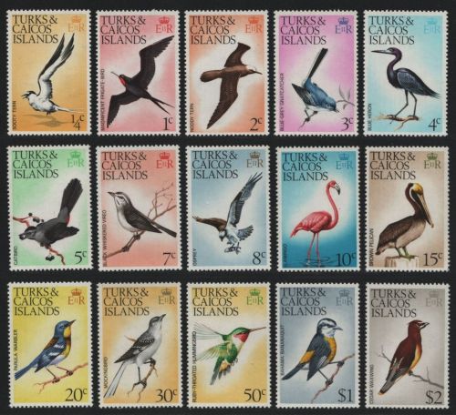 Turks- & Caicos 1973 - Mi-Nr. 307-321 ** - MNH - Vögel / Birds (III)