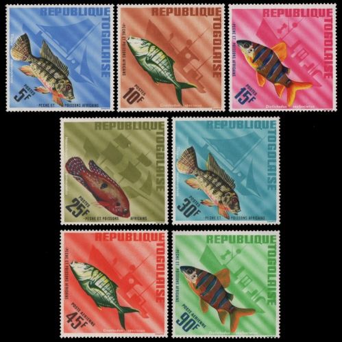 Togo 1967 - Mi-Nr. 543-549 A ** - MNH - Fische / Fish