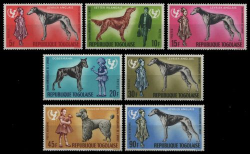 Togo 1967 - Mi-Nr. 550-556 A ** - MNH - Hunde / Dogs