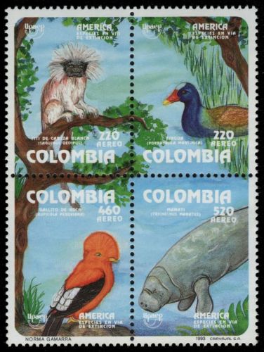 Kolumbien 1993 - Mi-Nr. 1912-1915 ** - MNH - Fauna - ZDR