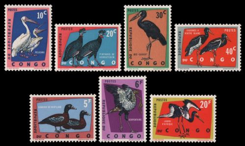 Kongo-Kinshasa 1963 - Mi-Nr. 138-144 ** - MNH - Vögel / Birds