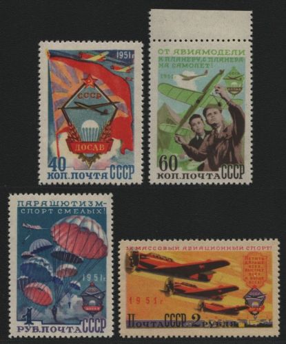 Russia / Sowjetunion 1951 - Mi-Nr. 1593-1596 ** - MNH - Flugsport (III)
