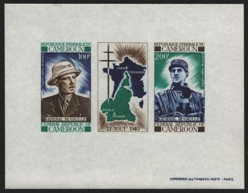 Kamerun 1970 - Mi-Nr. 620-621 U ** - MNH - ungez / imp - de Gaule - Block (II)