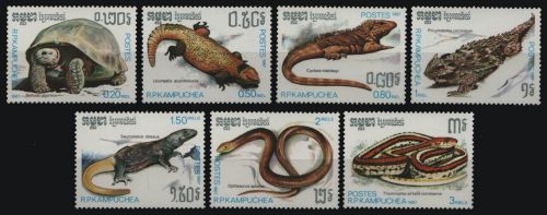 Kambodscha 1987 - Mi-Nr. 883-889 ** - MNH - Reptilien / Reptiles