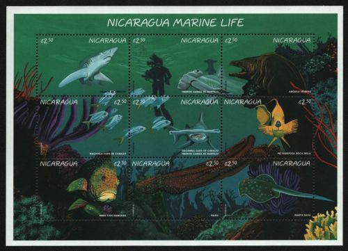 Nicaragua 1996 - Mi-Nr. 3809-3817 ** - MNH - Meeresleben / Marine life