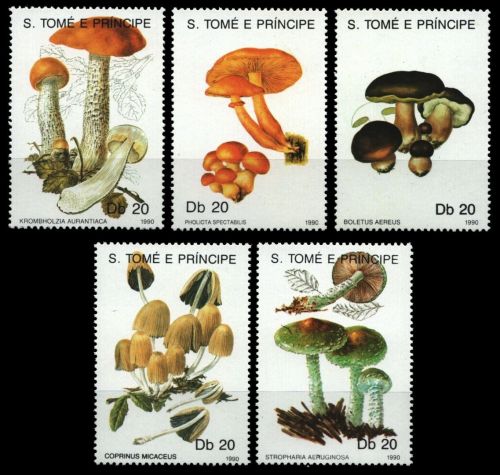 São Tomé & Príncipe 1990 - Mi-Nr. 1184-1188 ** - MNH - Pilze / Mushrooms