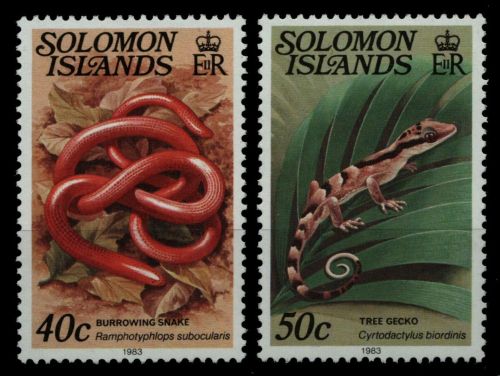 Salomoninseln 1983 - Mi-Nr. 489-490 ** - MNH - Reptilien / Reptiles