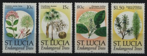 St. Lucia 1990 - Mi-Nr. 967-970 I ** - MNH - Bäume / Trees