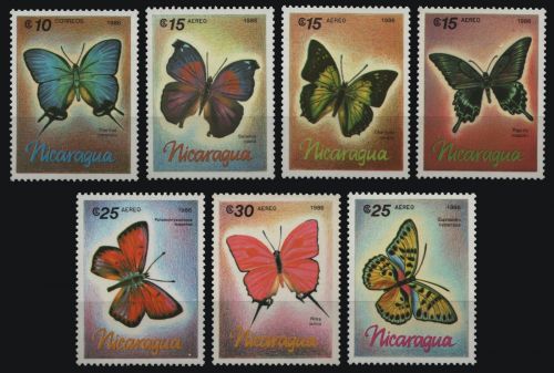 Nicaragua 1986 - Mi-Nr. 2717-2723 ** - MNH - Schmetterlinge / Butterflies