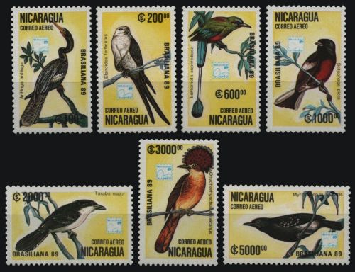 Nicaragua 1989 - Mi-Nr. 2943-2949 ** - MNH - Vögel / Birds