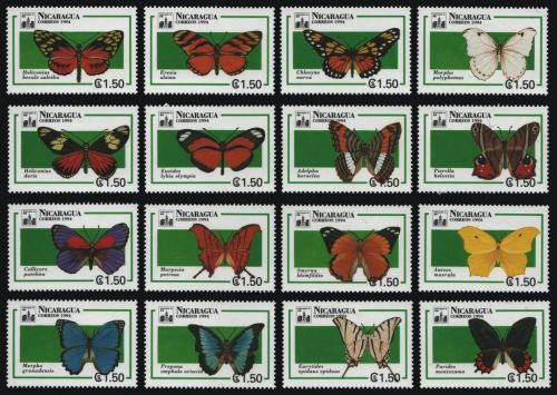 Nicaragua 1994 - Mi-Nr. 3257-3272 ** - MNH - Schmetterlinge / Butterflies