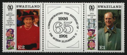 Swaziland 1991 - Mi-Nr. 592-593 ** - MNH - 65. Geburtstag Queen Elizabeth