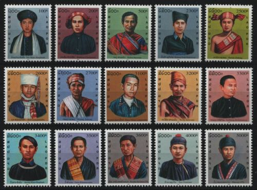 Laos 2001 - Mi-Nr. 1744-1758 ** - MNH - Trachten der Volksstämme