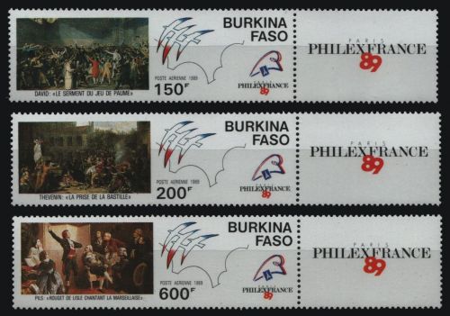 Burkina Faso 1989 - Mi-Nr. 1206-1208 ** - MNH - Französische Revolution