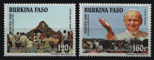Burkina Faso 1990 - Mi-Nr. 1222-1223 ** - MNH - Papst Johannes Paul II