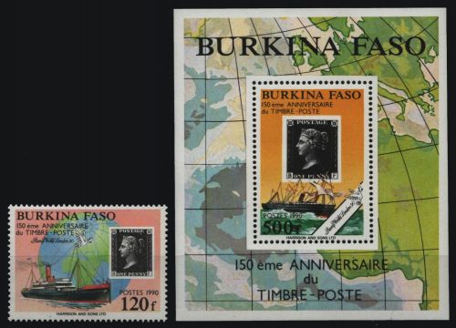 Burkina Faso 1990 - Mi-Nr. 1224 & Block 132 ** - MNH - Schiffe / Ships