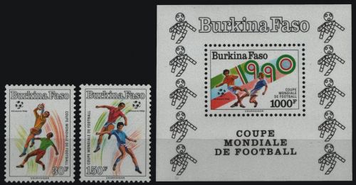 Burkina Faso 1990 - Mi-Nr. 1226-1227 & Block 133 ** - MNH - Fußball / Soccer