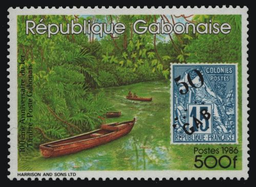 Gabun 1986 - Mi-Nr. 961 ** - MNH - Marke auf Marke