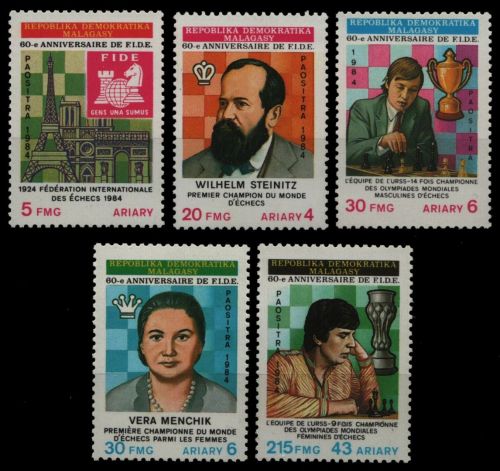 Madagaskar 1984 - Mi-Nr. 951-955 ** - MNH - Schach / Chess