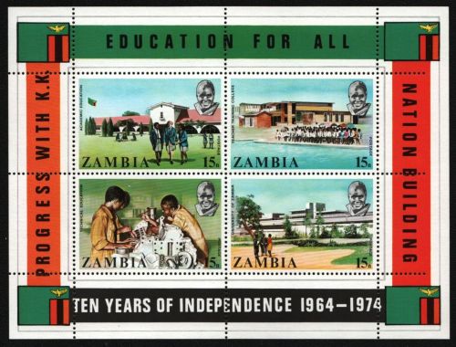 Sambia 1974 - Mi-Nr. Block 3 ** - MNH - 10 Jahre Unabhängigkeit