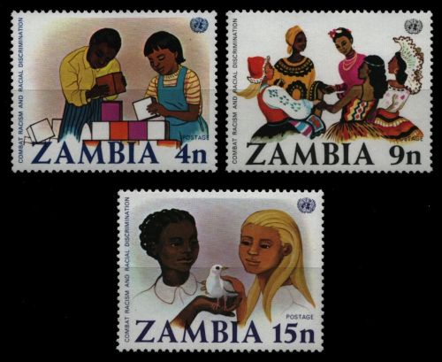 Sambia 1977 - Mi-Nr. 186-188 ** - MNH - Gegen Rassismus