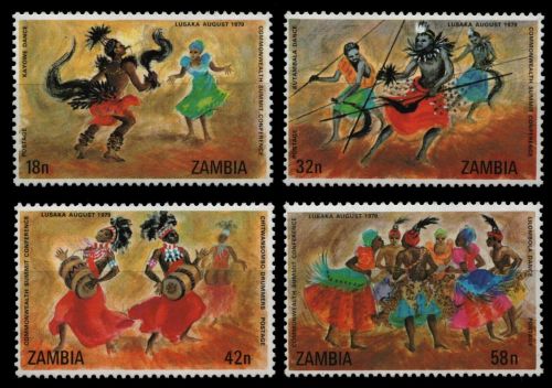 Sambia 1979 - Mi-Nr. 201-204 ** - MNH - Einheimische Tänze