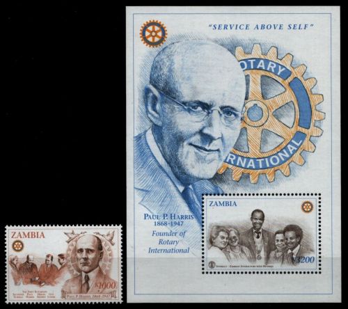 Sambia 1997 - Mi-Nr. 720 & Block 28 ** - MNH - Rotary