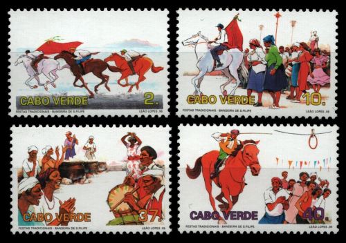 Kap Verde 1995 - Mi-Nr. 699-702 ** - MNH - Pferde / Dogs
