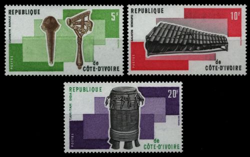 Elfenbeinküste 1977 - Mi-Nr. 505-507 ** - MNH - Musikinstrumente