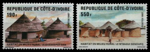 Elfenbeinküste 1987 - Mi-Nr. 942-943 ** - MNH - Ländliches Wohnen