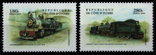 Elfenbeinküste 1999 - Mi-Nr. 1201-1202 ** - MNH - Lokomotiven / Locomotives