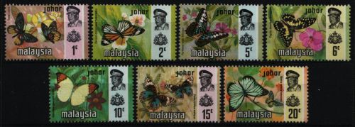Malaya - Johore 1971 - Mi-Nr. 161-167 I ** - MNH - Schmetterlinge / Butterflies