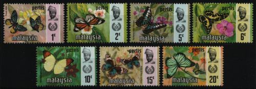 Malaya - Perlis 1971 - Mi-Nr. 47-53 I ** - MNH - Schmetterlinge / Butterflies