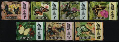 Malaya - Selangor 1971 - Mi-Nr. 105-111 I ** - MNH - Schmetterlinge