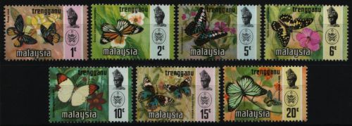 Malaya - Trengganu 1971 - Mi-Nr. 97-103 I ** - MNH - Schmetterling / Butterflies