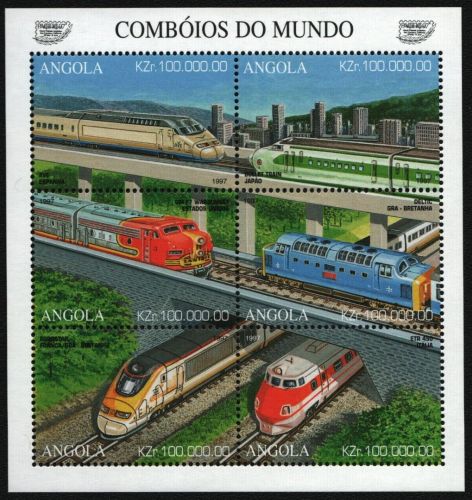 Angola 1997 - Mi-Nr. 1108-1113 ** - MNH - Eisenbahn / Trains