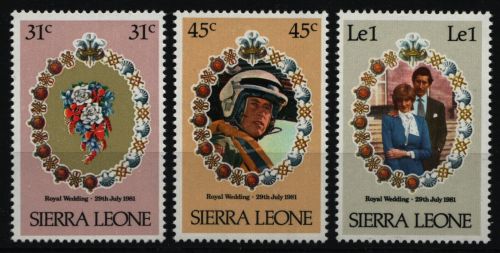 Sierra Leone 1981 - Mi-Nr. 636-638 ** - MNH - Hochzeit Charles & Diana