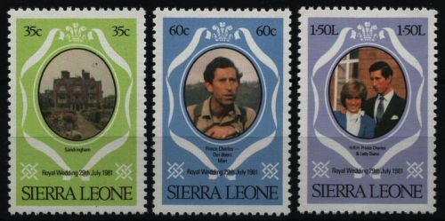 Sierra Leone 1981 - Mi-Nr. 639-641 ** - MNH - Hochzeit Charles & Diana