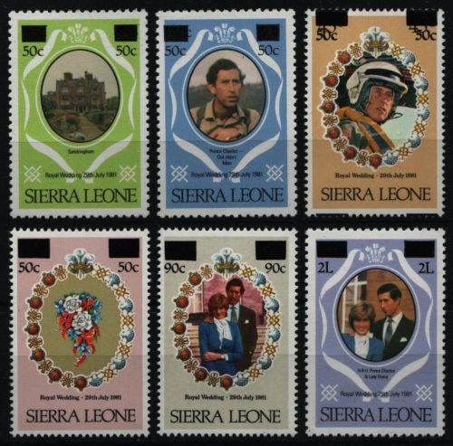 Sierra Leone 1982 - Mi-Nr. 658-663 ** - MNH - Hochzeit Charles & Diana
